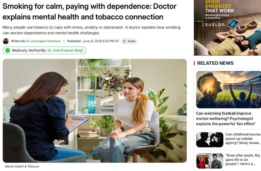 Smoking for calm, paying with dependence: Doctor explains mental health and tobacco connection